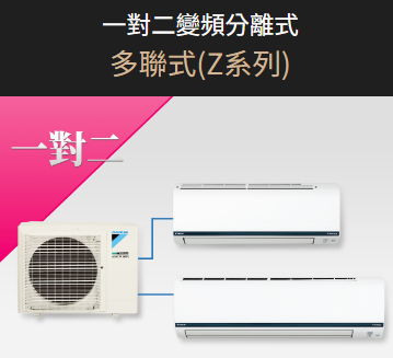 大金冷氣-一對二變頻分離式多聯式(Z系列)